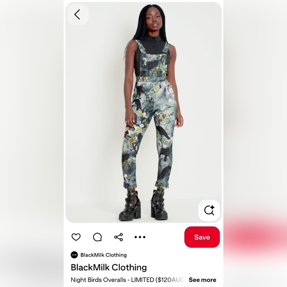 Blackmilk Night Birds Women's Overalls - Picture 5 of 5